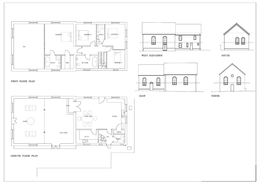 Lot: 170 - FORMER METHODIST CHAPEL WITH PLANNING FOR CONVERSION TO A RESIDENTIAL DWELLING ON PLOT OF 0.39 ACRES - Proposed Floor Plan